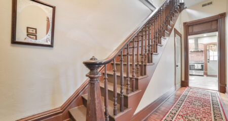 Staircase of the Mississippi Queen rental home located in Southeast Missouri